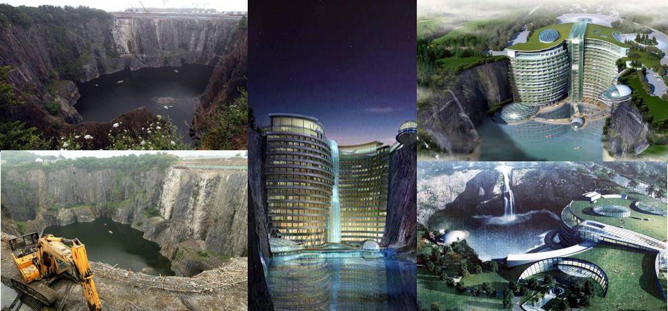 Recupero e riqualificazione ambientale o speculazione globale: in Cina tre anni per costruire un hotel extra lusso in ex cava